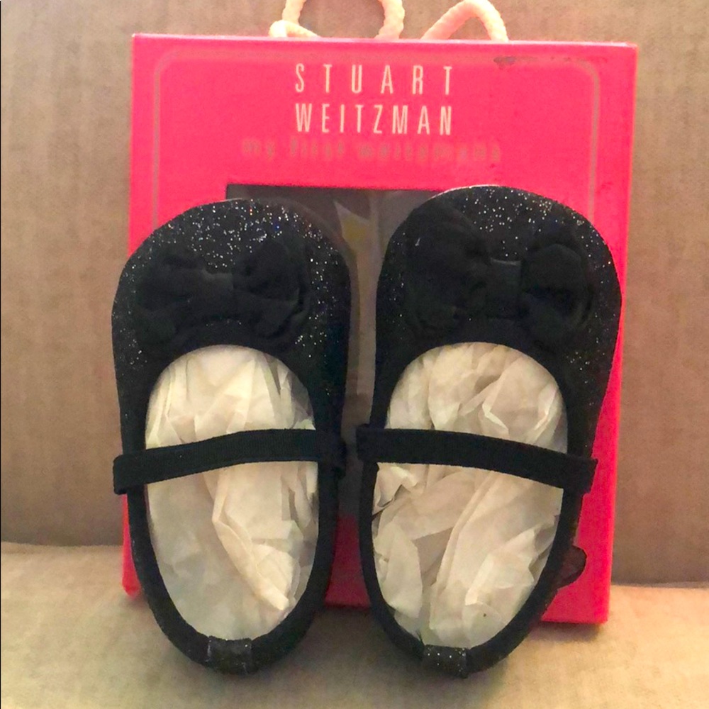 Stuart Weitzman black sparkle dress shoes